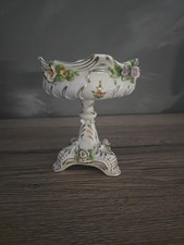 Sitzendorf Porzellan Fußschale Tafelaufsatz mit plastischen filigranen Rosen 