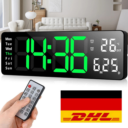 Digital led wanduhr mit datum - digital,