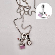 Charm Parfumflakon 925er Silber m. solitärem Zirkon + Damen Halskette 45cm🎀