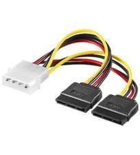 0,13m SATA Y-Kabel Verteiler Strom Adapterkabel Molex 4 pin Stecker an 2x SATA