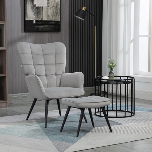 Homcom ohrensessel mit hocker - ohrensessel,