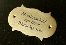 MESSINGSCHILD Türschild Grabschild - rustikal 85x50 mm - mit Ihrer WUNSCHGRAVUR