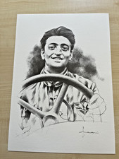 Kunstdruck Enzo Ferrari gezeichnet vom Ferrari Chefdesigner Flavio Manzoni