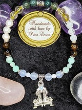 ZWILLINGE Sternzeichen Armband Geburtsstein Edelstein CHALCEDON FLUORIT u.a. sf