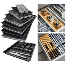 Orga-Box-3 Besteckeinsätze mit Canvas Struktur Besteckkasten für Schubladen