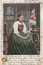 AK -1906- Frau in Tracht am Spinnrad - Luzern er Tracht
