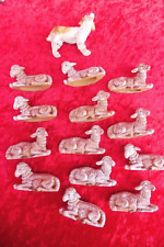 14 schöne , alte Tier-Figuren , Krippenfiguren ..  , 13 Schafe + Hund  ,um 5-6cm
