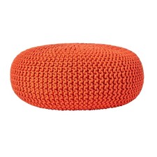 Burnt Orange Strick Pouf Fußhocker 100% Baumwolle Bohnengefüllt Wohnzimmer Sitz