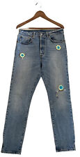 Levi´s 501 S W30 L30 blau Jeans Destroyed/distressed mit Blumen Embroidery