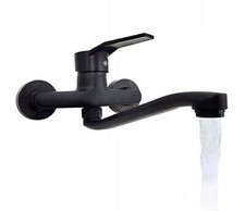 Schwarz Einhebelmischer Waschtischarmatur Wandarmatur Wasserhahn klassisch