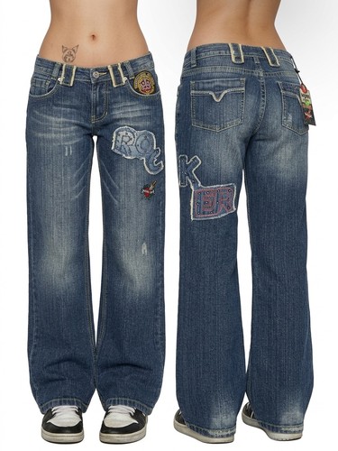 Jeans blau denim patchwork - blau,