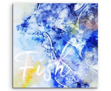 60x90cm Koi in Blautönen mit