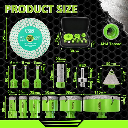 110mm 13pc m14 - 6-110mm/13pc, diamant