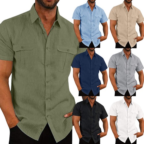 Herren kurzarm leinen hemd - kurzarm,
