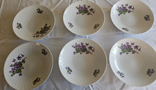 DDR - Henneberg Porzellan - 6 tiefe Teller  Suppenteller - Veilchenmuster