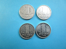 4 x 1 Pfennig  Pz. A (Berlin) DDR 1963/68/79/88  Alu aus Umlauf