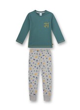 Sanetta Jungen Schlafanzug lang Blau Grün Plane Flugzeug 92 98 104 116 NEU