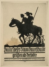 H. SCHAEFER (*1900), Verlobungskarte Loeser/Bauerschmidt, Offsetdruck Realismus