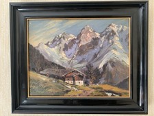 Ölgemälde Berge mit Hütte