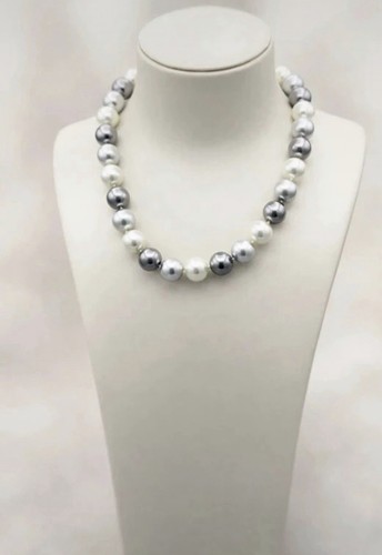 Perlenkette silber grau - perlenkette,