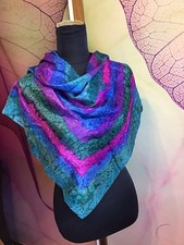 Seidentuch  Handarbeit Unikat 100% Seide Silk Hand-Painted Pink /Grau 88 x88 Neu