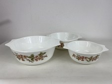 3 x Vintage JAJ PYREX Milchglas Kirschblüte Auflaufformen 9,5 7,5 & 6" 