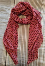 Schal Tuch Becksöndergaard  Seide Wolle Koralle rot Hellrot schwarz Sterne