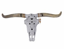 Wandfigur Stierkopf beleuchtet Bulle Kuhkopf Schädel Wanddeko Figur Büste Stier