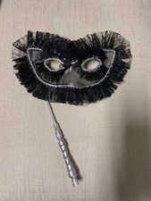 Augenmaske Stabmaske schwarz Tüll Glitzer Venezianisch