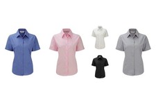 RUSSELL Damen Bluse Übergröße Business Tailliert Kurzarm XS-6XL R-933F NEU