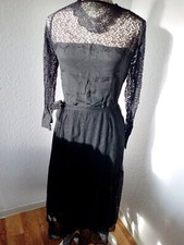 Retro-Mode, schwarzes Kleid aus Plauener Spitze mit Bolero, Gr. 40