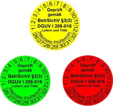Prüfplaketten Geprüft gemäß BetrSichV DGUV Leitern-Tritte Prüfung 8501 26