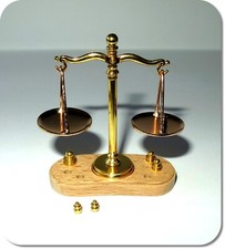 Miniatur Waage mit Gewichten, Balkenwaage, Neu