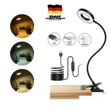 Dimmbar LED Leselampe Klemmleuchte Flexibel Schreibtischleuchte Bettlampe USB