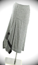 Gabi Lauton Rock 36 (D) kariert schwarz weiß 100% Leinen Maxirock wie neu