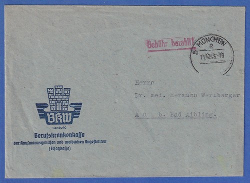 Gebühr bezahlt brief - bezahlt, aus