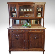 Antikes Jugendstil Buffet  Küchenschrank Frankreich Marmorplatte um 1900