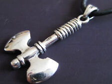 Axt  Doppelaxt 925 er Silber beidseitig Wikinger Ketten Anhänger / KA007