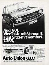 Audi 60L 1968 - Vintage Auto Werbung Ad Anzeige Reklame yellowed_vintageads