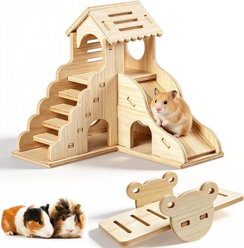 Holz kleintierhaus mit treppe - holz,