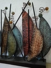 Deko Segelschiffe Segel Natur Farben kompl. Metall/Eisen  50x46cm Kunst Objekt