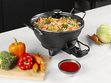 Elektrischer Asia Wok mit Glasdeckel 7Ltr. Ø30cm, 1400W Elektro Schmor Pfanne