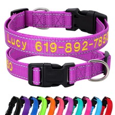 Halsband Bestickt Name Telefonnummer Personalisiert Hundehalsband Reflektierend 
