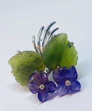 Veilchen Brosche mit Amethyst