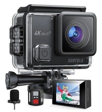 Surfola Action Cam 4K, Unterwasserkamera Wasserdicht 170° Helmkamera WiFi