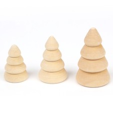 3er Set Holz Tannenbäume 3D