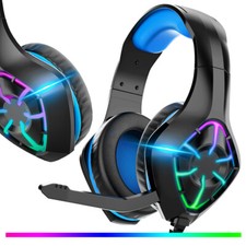 Eumaty Gaming Headset Gaming Kopfhörer mit Mikrofon HD Stereo LED für PS4 PC