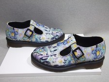 Dr Martens Polley Slime Floral Purple Paint Drip Slick Mary Jane Schuhe UK 6 EU39