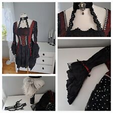 Gothic -Kleid +Perücke-Schuhe-Hut-Maske-Mantel– Gr. 40 -Kostüm -Damen Retro-Stea