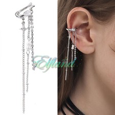 Ohrschmuck Ohrbügel Ohrklemme Ohrclip * Zirkonia Stern Perlen Kette * Blogger